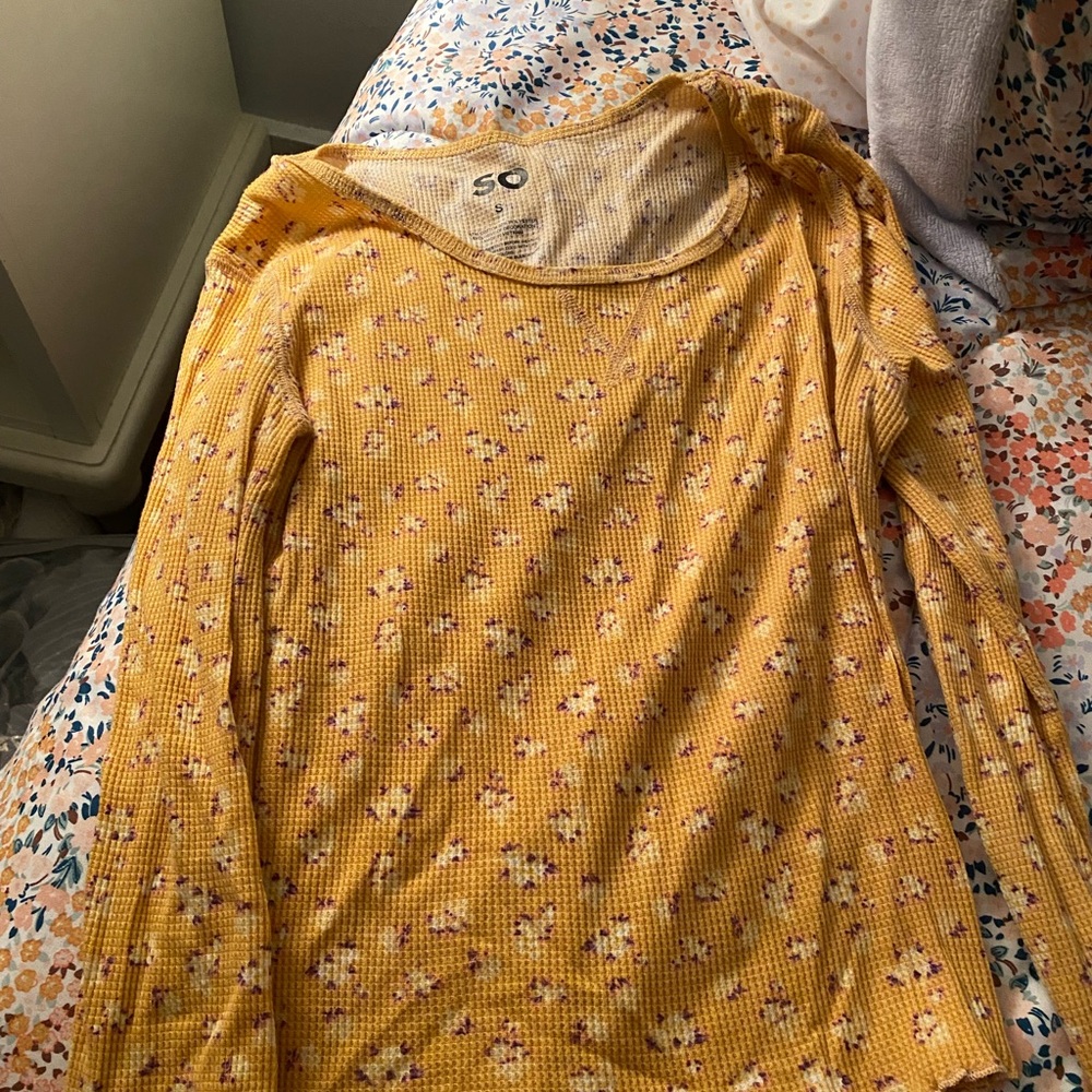 Yellow floral long sleeve shirt